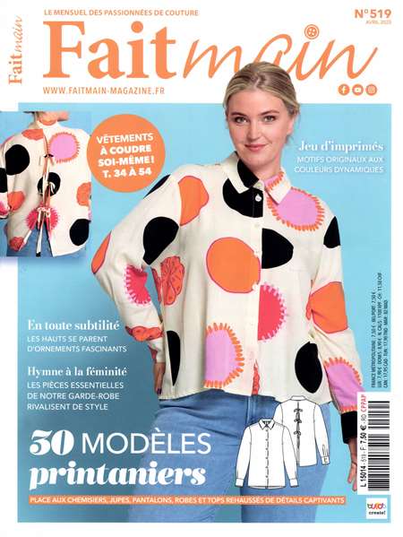 Abonement FAIT MAIN + HS - Passionnee de travaux d'aiguilles, couture, broderie, tricot, crochet, decouvrez Fait Main. Chaque mois, ce magazine aussi ludique que pratique propose en 68 pages de nombreux ouvrages a faire soi-meme avec des explications pas a pas, de (...)